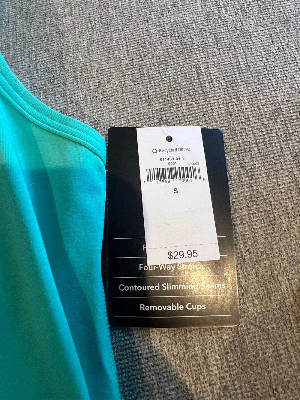 GAP Teal Racerback Tank Top, built in Bra w/ removable Pads. - Picture 2 of 9